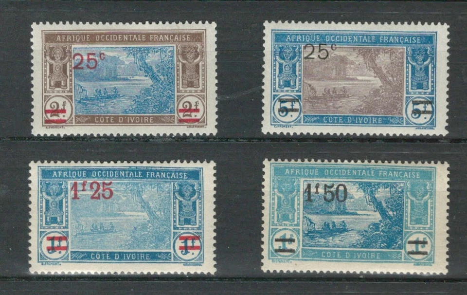 IVORY COAST FRENCH COLONIES PAYSAGES  OVERPRINT MH STAMPS LOT(IVO 345) - Image 1 of 1