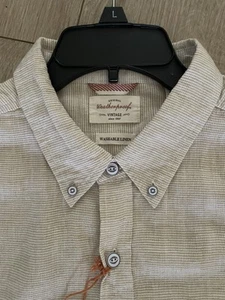 NWT Original Weatherproof Vintage Mens Shirt Washable Linen Short Sleeve Tan - Picture 1 of 10