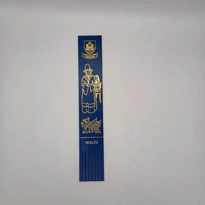 WALES Blue Leather-Like SWANSEA Welsh Souvenir BOOKMARK Gold Embossed Fringe Cut - Imagen 1 de 7