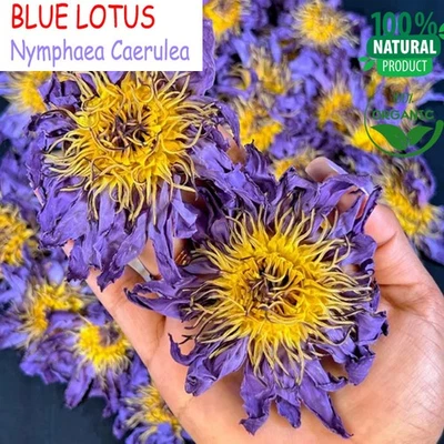LK NATURAL PRODUCTS Ceylon Blue lotus Whole Flowers Nymphaea Caerulea Dried Premium Herbal Drink