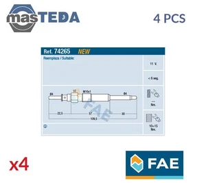 74265 ENGINE GLOW PLUGS FAE 4PCS NEW OE REPLACEMENT - Picture 1 of 5