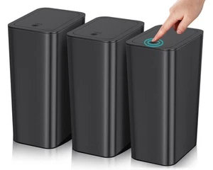 3 Pack Bathroom Small Trash Can with Lid,10L / 2.6 Gallon Slim Garbage Bin Wa... - Picture 1 of 8