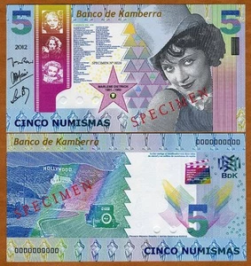 Especie, Kamberra, Reino, 5 Numismas, 2012, UNC Marlene Dietrich - Imagen 1 de 1
