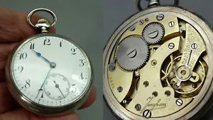 ZEDD Antike JUNGHANS J9 Taschenuhr Uhr 800 Silber Ø 50mm 15 Steine um 1915 läuft - Bild 1 von 11