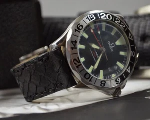 CORREA DE RELOJ 22 20 18 MM NEGRA AUTÉNTICA PYTHON MA STRAP HANDMADE COMPATIBLE ROLEX - Imagen 1 de 12