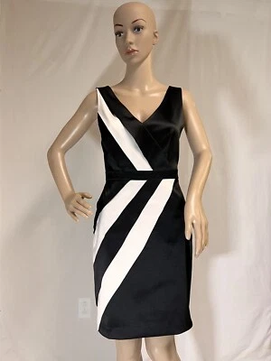 Vestido Max And Cleo, Blanco y Negro, Cuello en V, Vestido Formal Sin Mangas, Talla 2 Foto 1 de 4