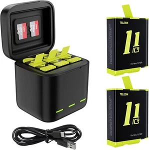 New 2 Pack Battery Charger for Go Pro Hero 11 Hero 10 Hero 9, Rechargeable Batt - Picture 1 of 6