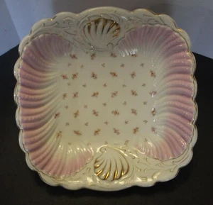 Vtg Rosenthal Square Serving Bowl Pink Rose Scalloped Edges Germany - Picture 1 of 8