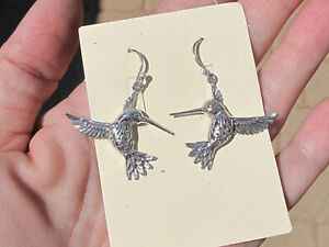 Fabulous & Intricate Superb Sterling Silver~ Flying Hummingbird Earrings, Som's