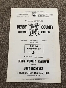 DERBY CO RES V BURY RES 1968-69 - Picture 1 of 2