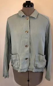 J Jill Leinen Langarm Button Down Bluse Jacke Blau Größe S - Bild 1 von 4
