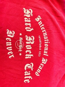 Hard Rock Cafe Denver Tshirt Red with Gold lettering Black trim Adult Small - Picture 1 of 10
