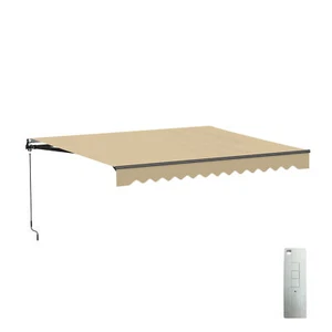 Tenda a baldacchino ALEKO motorizzata telaio nero retrattile casa patio 12'x10' sabbia - Foto 1 di 13