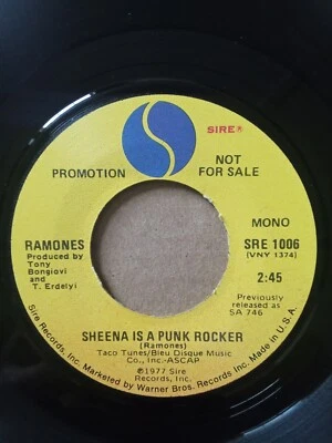 THE RAMONES Promo 1977 Sheena Is A Punk Rocker 7 ORIGINAL Stereo MONO 45 Joey NY Foto 1 de 4