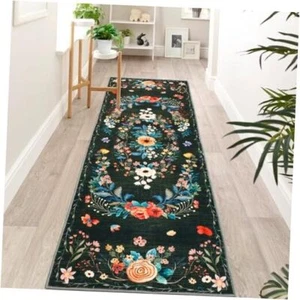 Floral Runner Rugs 2x6 Non Slip, Boho Washable Rug Runner with 2’x6’ Green - Picture 1 of 7