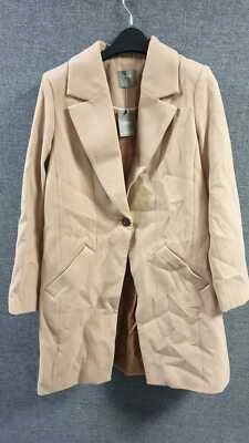 Casaco Oasis comprimento do joelho peito único camelo tamanho grande RRP £98 LN011 HH 01 - Imagem 1 de 4