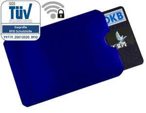 RFID Schutzhülle Blau Soft EC Kredit Scheck Kartenhülle Ausweisetui NFC Blocker - Bild 1 von 3