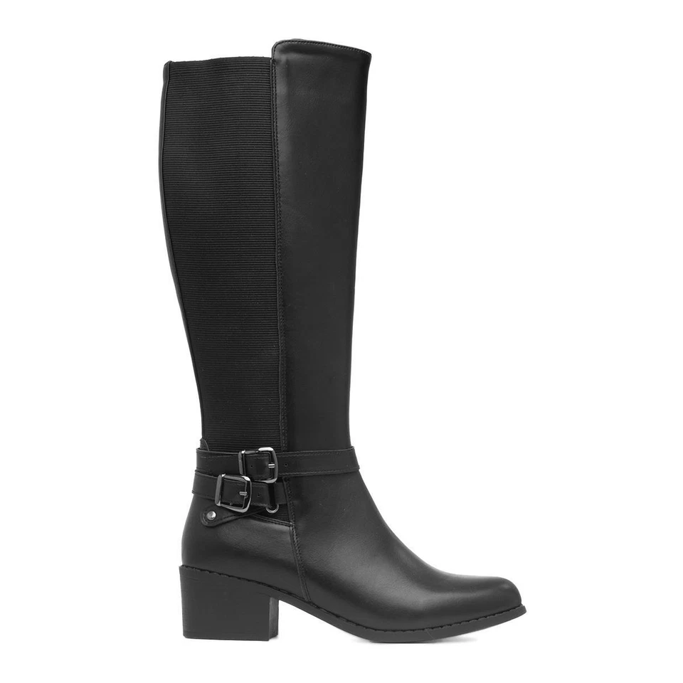 Lilley Womens Boots Black Adults Ladies Knee High Zip Up Block Heel SIZE