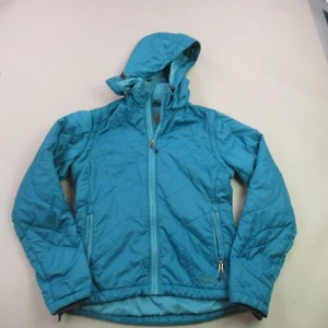 REI Jacket Womens XS Full Zip Long Sleeve Outdoors Pockets Hooded Blue Puffer - Picture 1 of 9