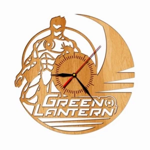 Green Lantern design wooden wall clock home art kids bedroom move game comics - Picture 1 of 1