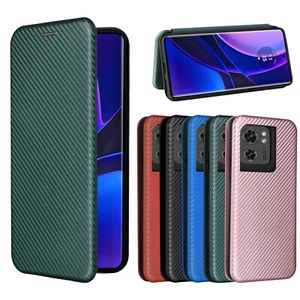 For Motorola Edge (2025), Carbon Fiber Leather Business Wallet Stand Case Cover - Picture 1 of 26