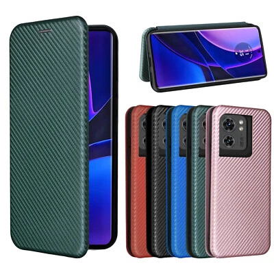 For Motorola Edge (2025), Carbon Fiber Leather Business Wallet Stand Case Cover - Image 1 of 4