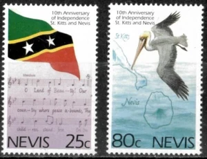 Nevis 1993 - 10th Independence Flags - Set of 2 Stamps - Scott #807-8 - MNH - Picture 1 of 1