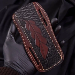 Handmade Leather Tool Case ENGRAVED PANCAKE Fixed Blade Knife Belt Sheath 1791 - Imagen 1 de 4