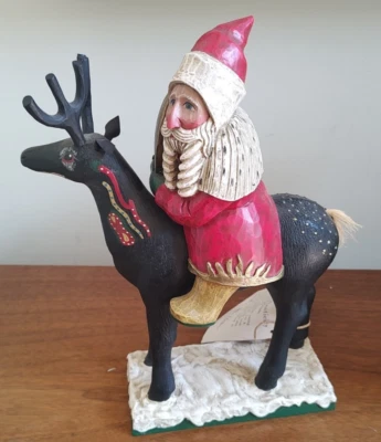 Leo Smith  Santa On Reindeer Folk Christmas Figure Numbered Midwest 735/1500 - Image 1 of 4