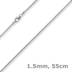 Collar De Cadena De 1,5Mm De Oro Blanco 750, Cadena De Oro, 55Cm - Imagen 1 de 3