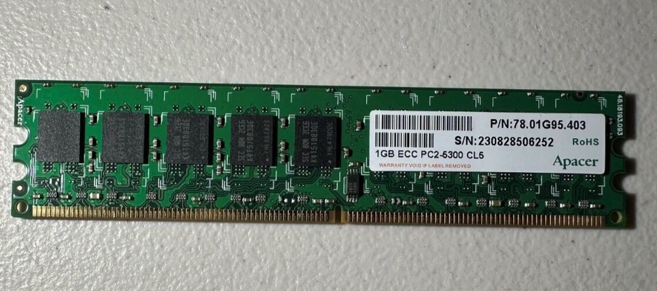 Apacer 4x1GB (4GB) 78.01G95.400 DDR2 1GB PC5300 ECC Registered RAM Memory Kit - Image 1 of 1