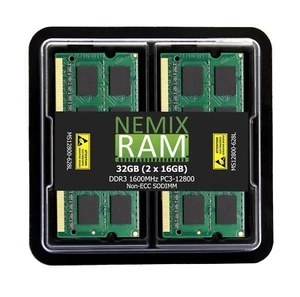 NEMIX RAM 32GB (2X16GB) DDR3 1600MHZ PC3-12800 2Rx8 1.35V 204-PIN Non-ECC SOD... - Picture 1 of 6