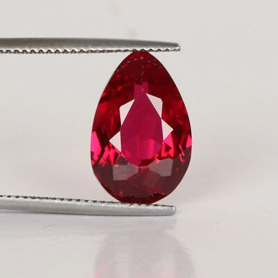Pear Shape Red Ruby Gemstone 9.Carat Jewelry Making Loose Gemstone Lab-Created - Image 1 of 4
