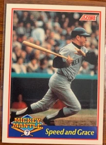 1991 Score Mickey Mantle #5 Speed and Grace Free Shipping - Picture 1 of 2