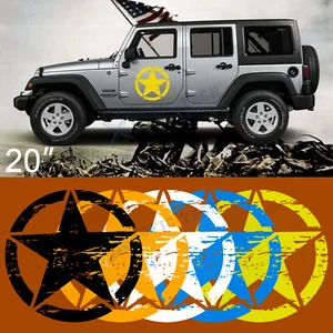 Army Star Distressed Decal Fits Jeep Large 20" Vinyl Military Hood Graphic Body - Foto 1 di 20