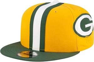 Men's New Era Yellow Green Bay Packers Helmet 9FIFTY Snapback Hat Cap Football - Picture 1 of 5