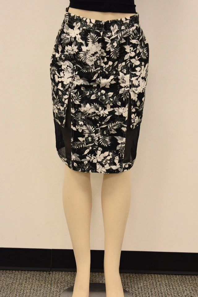 Falda para mujer Alexander Wang negra/blanca floral mezcla de algodón talla 6 en oferta rg Foto 1 de 4