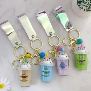 Grande Lindo Bolso de Té Kawaii para Gato con Líquido Realista y Sood. Llavero de oro - Imagen 1 de 9