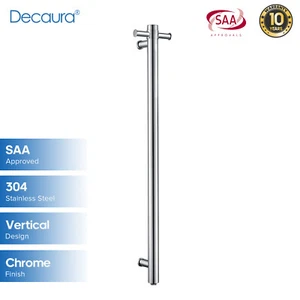 Decaura Wall Mounted Heated Towel Rail Vertical Chrome 304 Stainless Steel Round - Picture 1 of 9