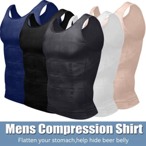 Slimming Vest for Men Tummy Control Body Shaper Gynecomastia Compression Shirt - Picture 1 of 28