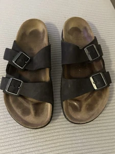 Birkenstock Arizona Crosstown sandalo uomo taglia 11 nero pelle oliata fibbia - Foto 1 di 7