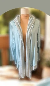 MIILA Women’s Layered Top Blouse Boho Seafoam Green Drawstring Draped In Front M - Photo 1/5
