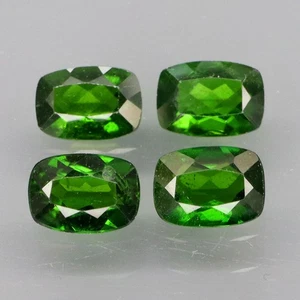 Cushion 7x5mm.Good Color! Natural Russian Top Green Chrome Diopside 4Pcs/3.39Ct. - Picture 1 of 6