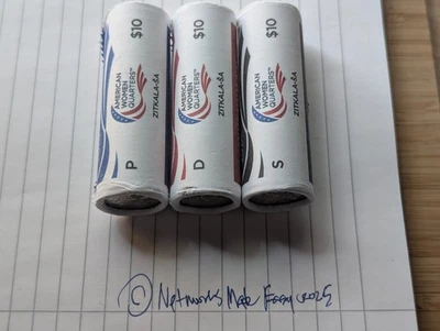 2024 PDS AWQ Zitkala-Ša, Woman's Quarter 3-Roll Set, 24WRK, Free Shipping! - Image 1 of 3