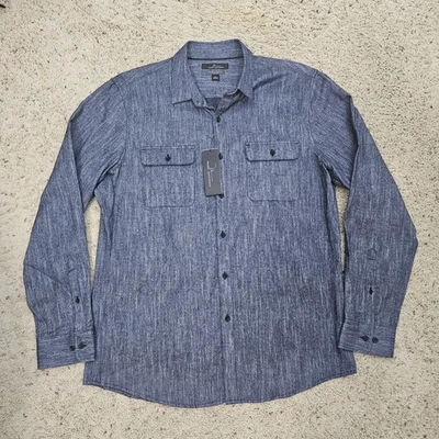 Marc Anthony Slim Fit Soft Touch Luxury Fabric Black Iris  Brushed Flannel Large - Image 1 of 4