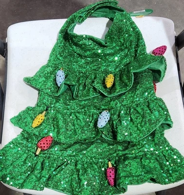 Merry & Bright Holiday Christmas Pet Dog Apparel Sequin Tree Costume Size Medium - Image 1 of 2