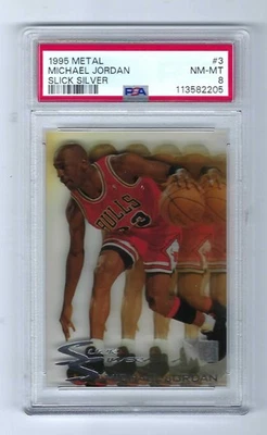Michael Jordan 1995 Metal Slick Silver #3 Salón de la fama Bulls PSA 8 casi nuevo-como nuevo Foto 1 de 2