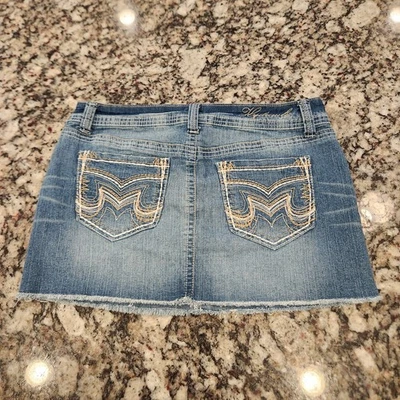 Falda hidráulica de mezclilla envejecida para mujer talla 11/12 bolsillos bordados Y2K Foto 1 de 4