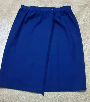 Navy Blue Linen Wrap Skirt w/ vertical fringe 33" waist, 26.5" long - Image 1 of 2