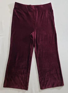 Nina Leonard Wide Leg Corduroy Pants Maroon Size 1X Pockets Polyester Stretch - Picture 1 of 6